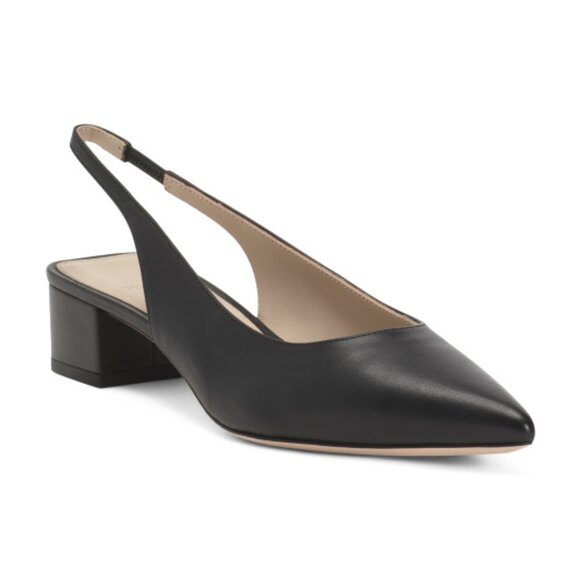 THEORY Made In Italy Leather Slingback Block Heels